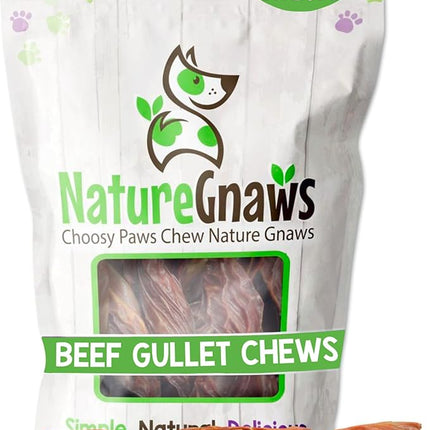 Nature Gnaws Beef Gullet Springs for Dogs 7-8" (12 Count) - Natural Beef Jerky Stick Dog Chew Treats - Rawhide Free
