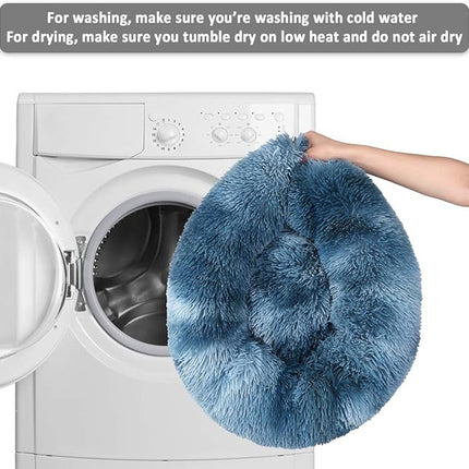 NOYAL Calming Donut Dog Bed for Small to Medium Dogs & Cats - Plush Faux Fur Anti-Anxiety Pet Bed with Machine Washable Cover & Non-Slip Base