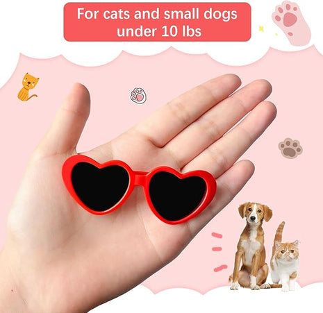 Pibupibu Retro Heart Small Dogs Cats Eye Wear Party Favors Pet Sunglasses Set Cute Funny Cosplay Dolls Costume Photo Props