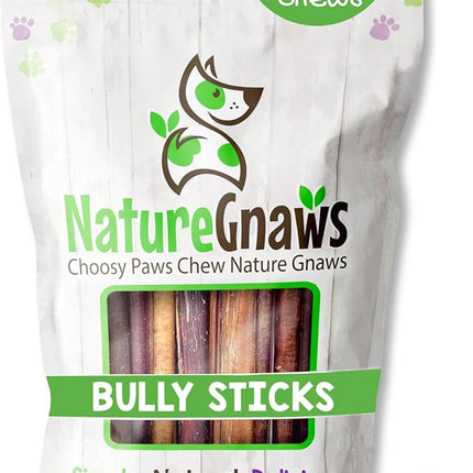 Nature Gnaws Large Bully Sticks for Dogs 5-6" (15 Count) - Thick Long Lasting for Aggressive Chewers and Large Dogs - Natural Beef Dog Chew Bones