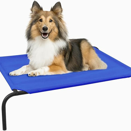 PHYEX Elevated Dog Bed for Medium Dogs, Dog Cot Bed with Sturdy Steel Frame for Indoor & Outdoor Use, Non Slip, Easy to Clean, 43.5 Inches, Blue