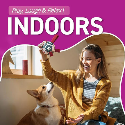 QDAN Small Dog Toys, Outdoor Indoor Toys to Keep Them Busy, Soccer Ball with Straps, Puppy Birthday Gifts, Dog Water Toy, Durable Puppy Balls（5 Inch）