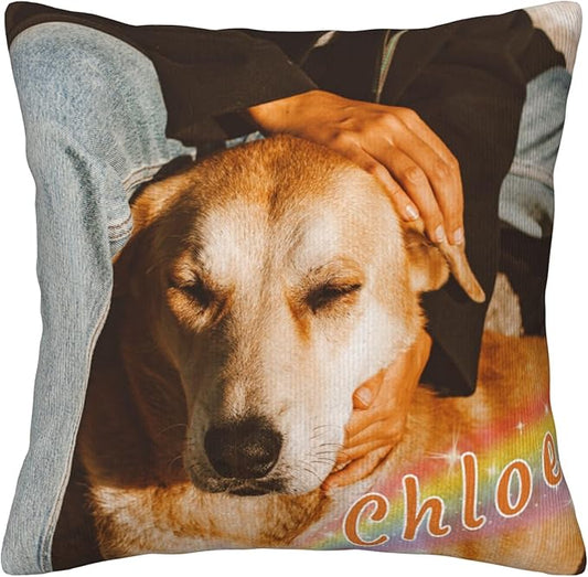 Funnylife Personalized Pet Memorial Throw Pillow with Photo Pet Memorial Gifts for Dogs Cats Loss of Dog Sympathy Gift Dog Bereavement Remembrance Picture Pillow