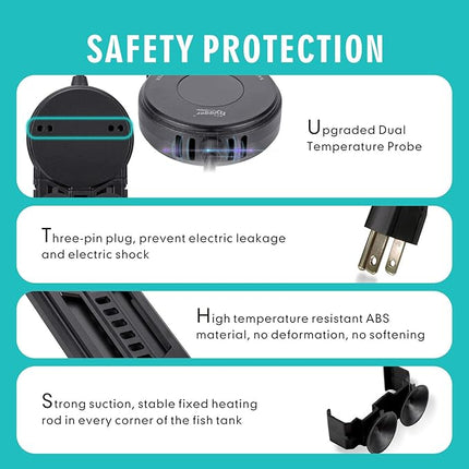 hygger 500W Aquarium Heater, Submersible Fish Tank Water Heater with External Color LED Digital Temperature Controller, Fast Heating for 60~120 Gallon