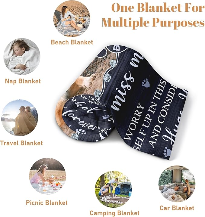 Custom Pet Memorial Gifts, Personalized Dog Blanket with Photo, Dog Memorial Gifts for Loss of Dog, Pet Loss Gifts for Pet Lovers, Dogs Cats Sympathy Gift, Pets Remembrance Bereavement Gifts