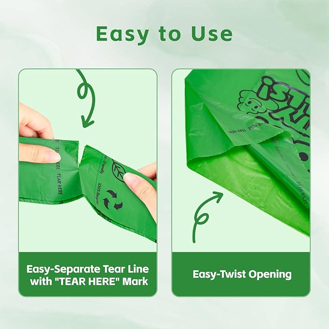 270 Count Scented Dog Poop Bags Rolls, 20 Micron Ultra Thick, Heavy Duty Tear Resistant Leak Proof for Yuck-Free Cleanup, Includes Dispenser & Leash Clip, 9 x 13 Inch, Duty Doodle (Green)