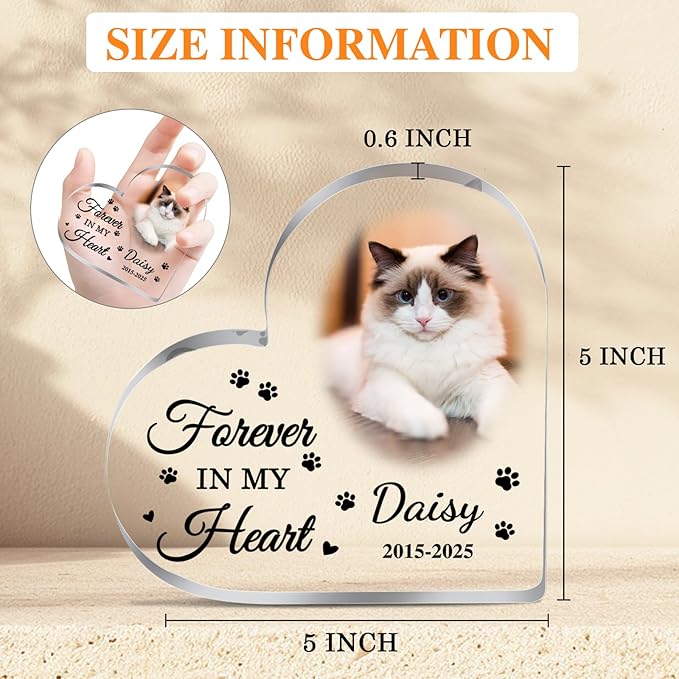 Cat Memorial Gifts for Loss of Cat Custom Pet Memorial Acrylic Plaque Pet Loss Gifts Pet Memorial Gifts for Dogs Cats Dog Remembrance Bereavement Gift Dog Death Sympathy Gift in Memory of Dog Keepsake