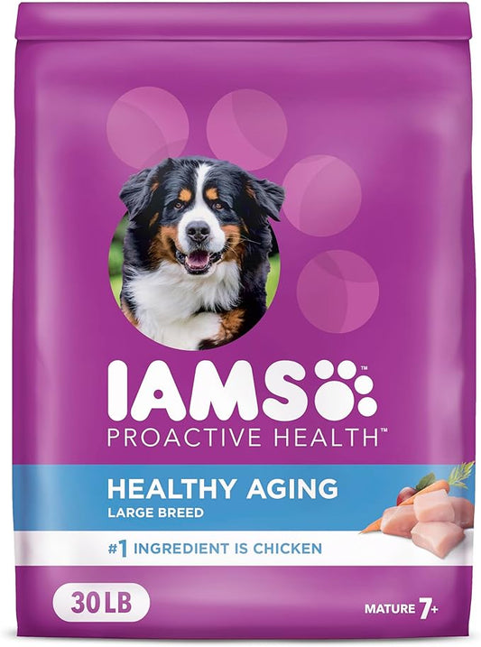 IAMS Proactive Health Healthy Aging Large Breed Dog Food for Mature and Senior Dogs with Real Chicken, 30 lb. Bag