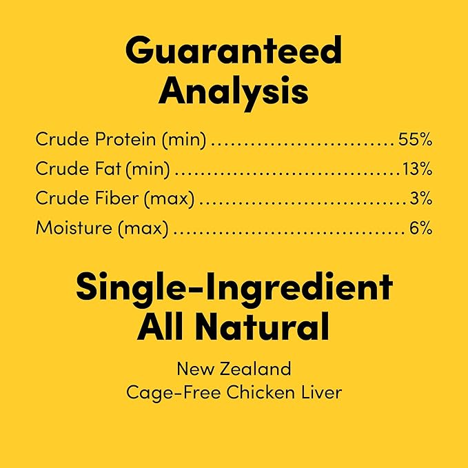 Premium Dog Treats, Freeze-Dried Raw 100% Cage-Free Chicken Liver, Single Ingredient, Protein Rich, Non-GMO, No Wheat or Corn, 3 oz