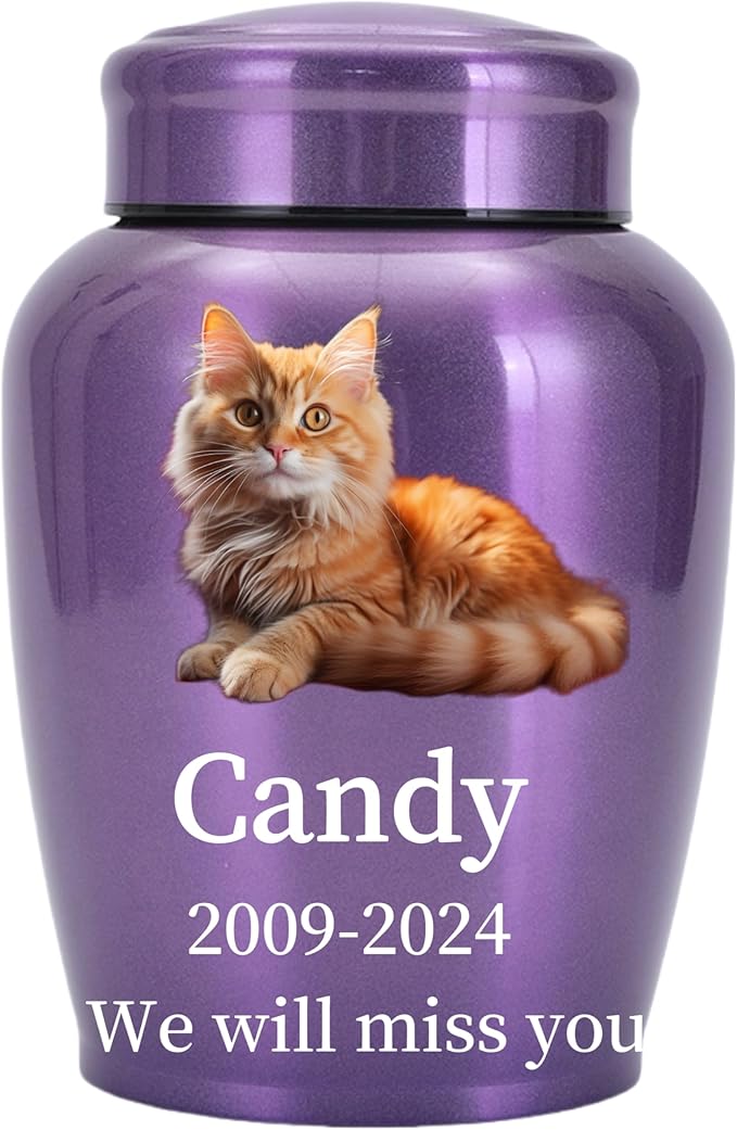 Dog Urn Personalized,Custom Pet Urns for Cats,Cat urn,Urns for Dog and Cat Ashes,Pet Memorial Gifts Round