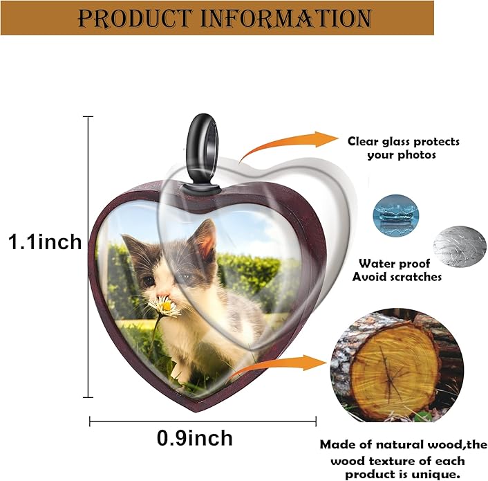 Farfume Personalized Pet Urn Necklace for Dog Cat Ashes Cremation Pet Memorial Customized Photo Text Engraving Pendant Keepsake Funeral Jewelry