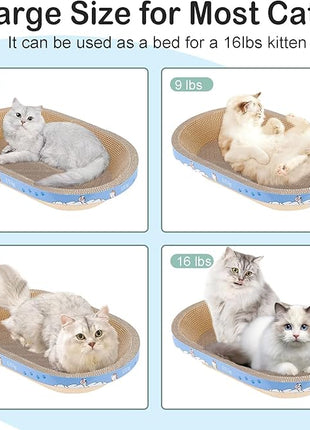 Cat Scratcher, 19.6x12.5 inches Cardboard Cat Scratching Board, Large Cat Scratchers for Indoor Cats, Bowl-Shaped Cat Scratch Pad Bed with Catnip