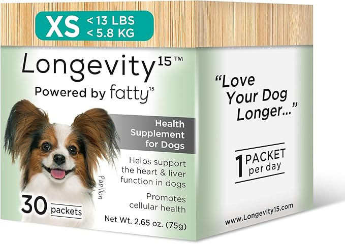 Longevity15 – C15:0 – Fatty Acid Health Supplement for Dogs – Healthy Pet Supplies – for Extra Small Dogs, 1 Pack