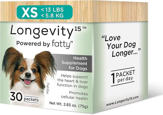 Longevity15 – C15:0 – Fatty Acid Health Supplement for Dogs – Healthy Pet Supplies – for Extra Small Dogs, 1 Pack