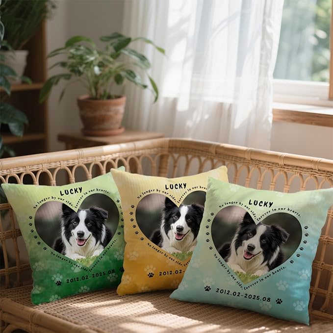 Personalized Pet Memorial Throw Pillow with Photo, Custom Pet Memorial Gifts for Dogs Cats, Loss of Dog Sympathy Gift Dog Bereavement Remembrance Picture Pillow