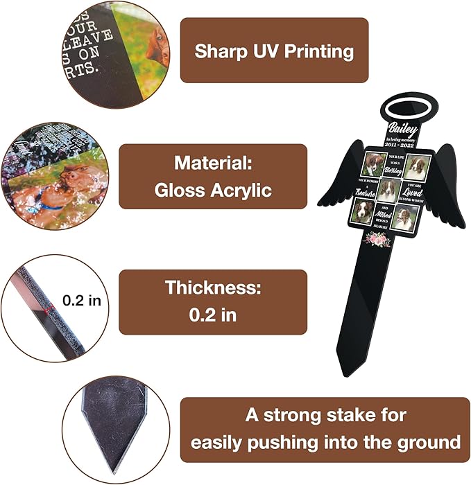 Personalized Pet Grave Markers Remembrance Garden Stake Pet Loss Gifts Dog Memorials Gifts For Friends Remember Your Dog Custom Plaque Stake Yard Cat Cross Pet Memorial Grief In Loving Memory