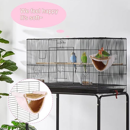BWOGUE Winter Warm Bird Nest Bed Hanging Hammock Snuggle Hut Parrot House Tent Toy Bird Cage Perch for Parakeet Budgies Cockatiels Lovebird Cockatoo Finch Hamster Chinchilla Guinea Pig(Medium, Pink)