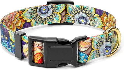 Rnivvi Dog Collar for Small Dogs, Cute Heavy Duty Adjustable Puppy Collar with Quick Release Buckle for Boy Girl & Female, Pet Accessories for Walking Running, XS Length 5/8" Width, Colorful Mandala