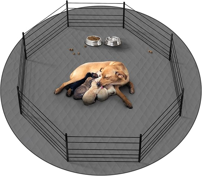 CoolShields Washable Puppy Dog Pee Pad, Round 65" Extra Large, Waterproof Whelping Training Mat for Playpen Crate, Floor, Bed,Sofa and Trunk [Premium Fabrics That can be Used by Humans]