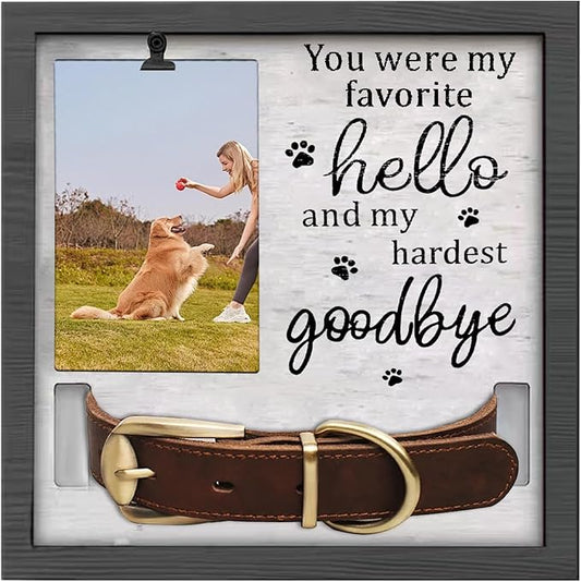 Pet Memorial Frames for Loss of Dog, in Memory of Dog or Cat Passing Away, Pet Collar Keepsake Frame, Wall Mount or Tabletop Remembrance Gifts