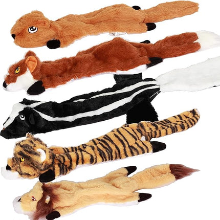 Dog Squeak Toys 5 Pack,No Stuffing Plush Dogs Chew Toys for Small Medium Large Breed Chewer Squeaky Toys Durable Puppy Teething Toys Stuffless Puppy Toys for Boredom
