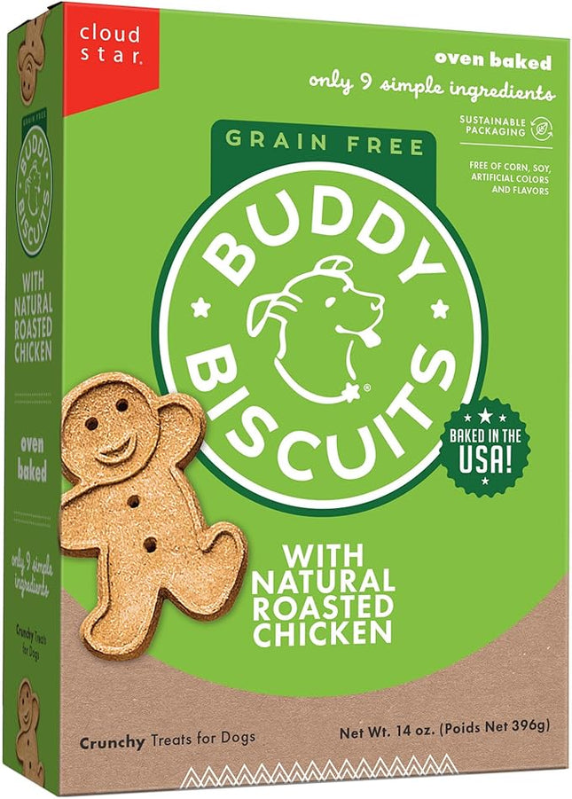 Buddy Biscuits 14 oz. Box of Grain-Free Crunchy Dog Treats Made with Natural Roasted Chicken