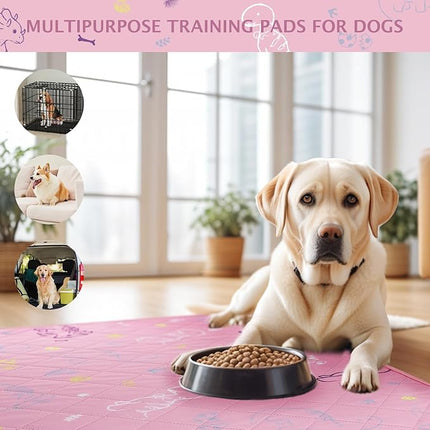 IEUUMLER Washable Pee Pads for Dogs, 2 Pack Non-Slip & Waterproof Pack Whelping Pad, Reusable Washable Puppy Potty Training Pad with Fast Absorbent for Playpen EU007 (Pink Dinosaur, 24"X18"-2pcs)