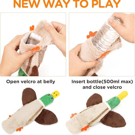 FIREOR Dog Squeak Toys, No Stuffing Plush Crinkle Water Bottle Dogs Chew Toy for Small Medium Large Breed Chewer Squeaky Tough Durable Puppy Teething Chewing Interactive Keep Them Busy Birthday Gifts