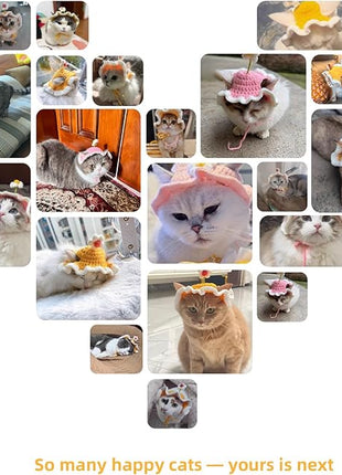 Cat Part Hat with Ear Holes and Adjustable tie, Soft Polyester, Washable| Cute Flower Party Hat for Cats 4–16 lbs, Holiday & Photo Outfit