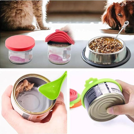 6 Pack Pet Food Can Covers Lids Universal Safe/Silicone Dog&Cat Food Can Lid Covers (green+blue+orange+pink+red+yellow)