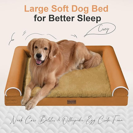 Small Dog Bed Orthopedic Washable: Beds Bolster Small Sized Dogs Bed Egg Crate Foam Couch Sofa Waterproof with Removable Cover - Orange