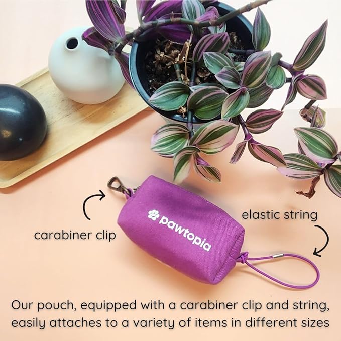 Pawtria Bundle Product of 120 Pet Waste Bags and 1 Canvas Dispenser (Pink), Vegetable Starches, Eco-friendly Dog Waste Bags, Leak proof, Easy to Open, Give Back, Fabric poop bag holder…