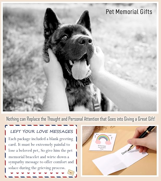 TONY & SANDY Dog Memorial Gifts, Pet Sympathy Rainbow Bridge Pet Memorial Bracelet for Men Women Girls Who Loss of Beloved Dog Cat