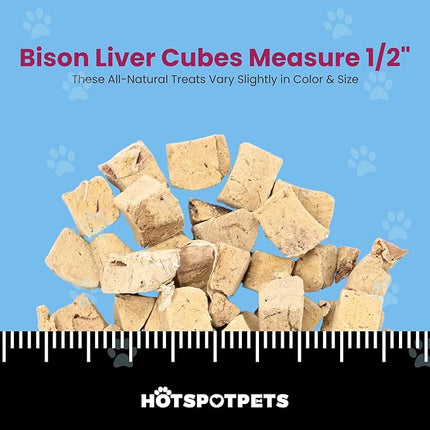 hotspot pets Freeze Dried Bison Liver Treats for Cats & Dogs - 1 Pound Big Bag,Made in USA, Single Ingredient All Natural, Grain-Free Bison Liver - Perfect for Training, Topper or Snack