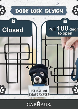 CAPHAUS Foldable Dog Crate Wire Metal Kennel w/Leak-Proof Pan & Protecting Feet & Divider Panel, Small, Medium & Large Indoor Cage, 48” w/Single or Double Doors