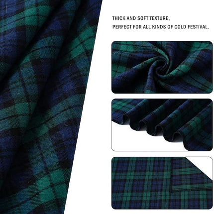 E-Clover Christmas Dog Bandanas Boy & Matching Scrunchie Set Plaid Scarf Kerchief for Small Dog Puppy Bandana Pet Owner Blue Green Fall