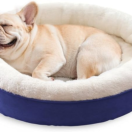 Love's cabin Round Donut Cat and Dog Cushion Bed, 30in Pet Bed for Medium or Large Dogs, Anti-Slip & Water-Resistant Bottom, Soft Durable Fabric Pet beds, Washable Calming Cat & Dog Bed Navy