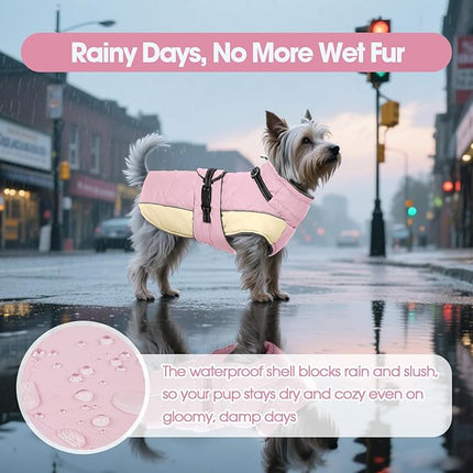 QBLEEV Warm Dog Jacket - Reflective, Adjustable Winter Coat with Turtleneck for Cold Weather, Waterproof Fleece Snowsuit for Small, Medium, Large Dogs