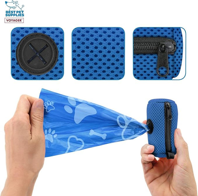 Best Pet Supplies 2-Pack Dog Poop Bag Holder Leash Attachment, Color, Reusable Mesh Dispenser Pouch for Travel, Walking, Park, and Outdoor Use, Soft and Durable with Clip-On - Mesh Royal Blue