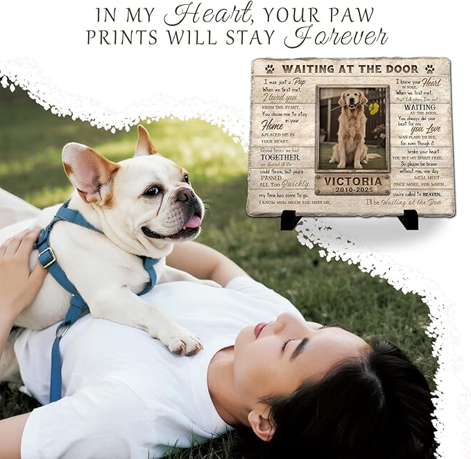 Personalized Pet Memorial Stone, Custom Dog Memorial Gifts for Loss of Dog with Photo Name Date, Dog Remembrance Gift, Loss of Dog Sympathy Gift for Dog Cat Lovers (Quote 2)