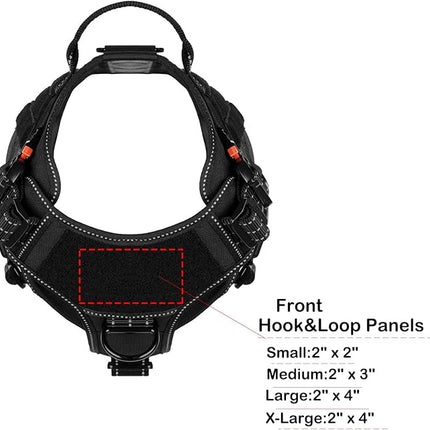ICEFANG Tactical Dog Harness, Large Size,2X Metal Buckle,Working Dog MOLLE Vest with Handle,No Pulling Front Leash Clip,Hook and Loop Panel (Black,L (Pack of 1))