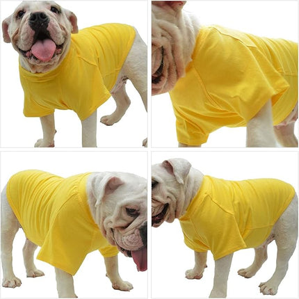 Lovelonglong Bulldog Clothes Dog Clothing Blank T-Shirt Tee Shirts for French Bulldog English Bulldog American Pit Bull Pugs 100% Cotton Skin Care Yellow B-S