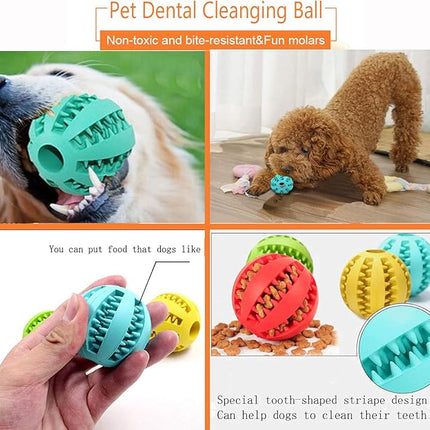 Sunglow 2 Pack Dog Toy, Nontoxic Bite Resistant Teething Balls for Small/Medium/Large Dogs and Puppies, Pet Food Treat Feeder, Chew Tooth Cleaning, Exercise Game IQ Training