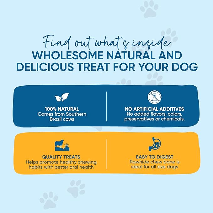 | Rawhide Chews: Bones 3-4" (100 Count) Premium Rawhide Dog Bones | Free Range Grass Fed Cattle with No Hormones, Additives or Chemicals.