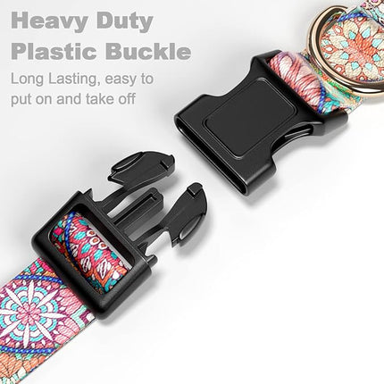 Rnivvi Dog Collar for Small Dogs, Cute Heavy Duty Adjustable Puppy Collar with Quick Release Buckle for Boy Girl & Female, Pet Accessories for Walking Running, S Length 3/4" Width, Beautiful Mandala