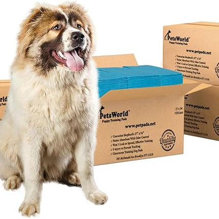 PETSWORLD Enormous Dog Training & Potty Pads, 37x54 inch - Tear Resistant with Strong Leak-Proof Backing, Optional Adhesive Tape, 400 Count
