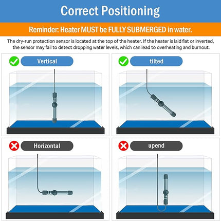 AquaMiracle Adjustable 200W Aquarium Heater Submersible Fish Tank Heater Super Short Aquarium Heater with LED Digital Display Thermostat, for Tanks 20-40 Gallons