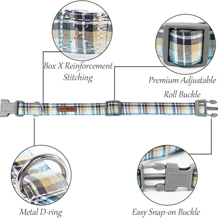 Lionet Paws Dog and Cat Collar with Bowtie Grid Collar Plastic Buckle Light Adjustable Collars for Small Medium Large Dogs