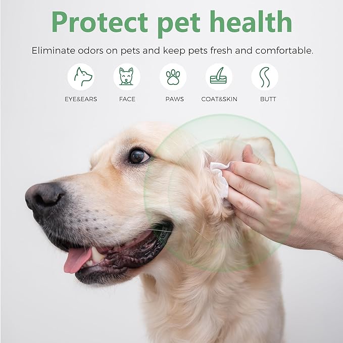 Dog Wipes, 100 Count Pet Grooming Wipes, Conditioning Shine Coat, Cleaning and Deodorizing, Pet Wipes for Dogs & Cats, for Sensitive Skin (Jasmine)