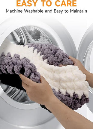 Ombre Gradient Round Cat Bed for Indoor Cats, Chunky Knit Washable & Plush Pet Bed, Cozy Nest with Non-Slip Bottom for Small Medium Cats